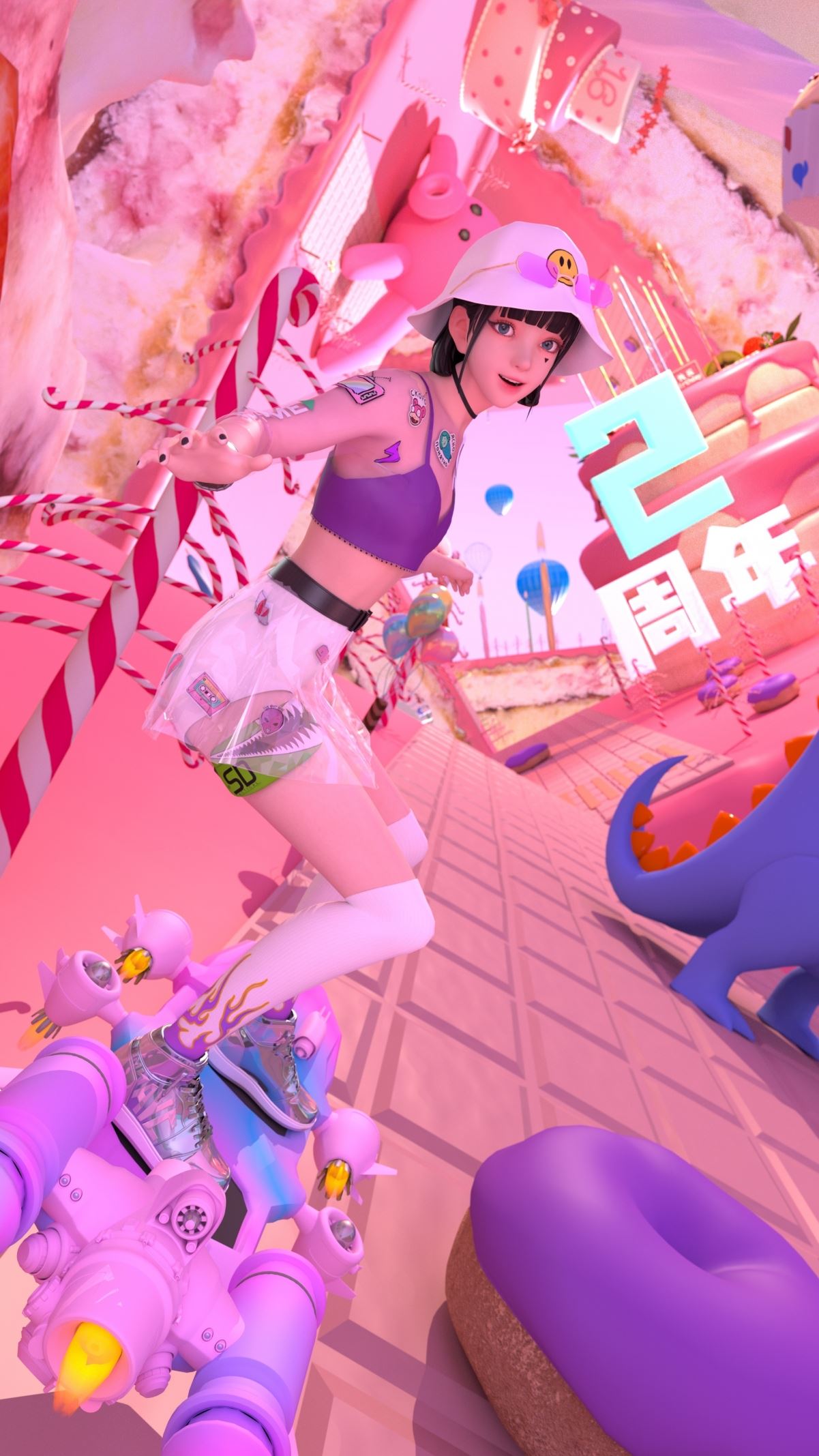集原美2周年生日快乐4k手机壁纸2160x3840
