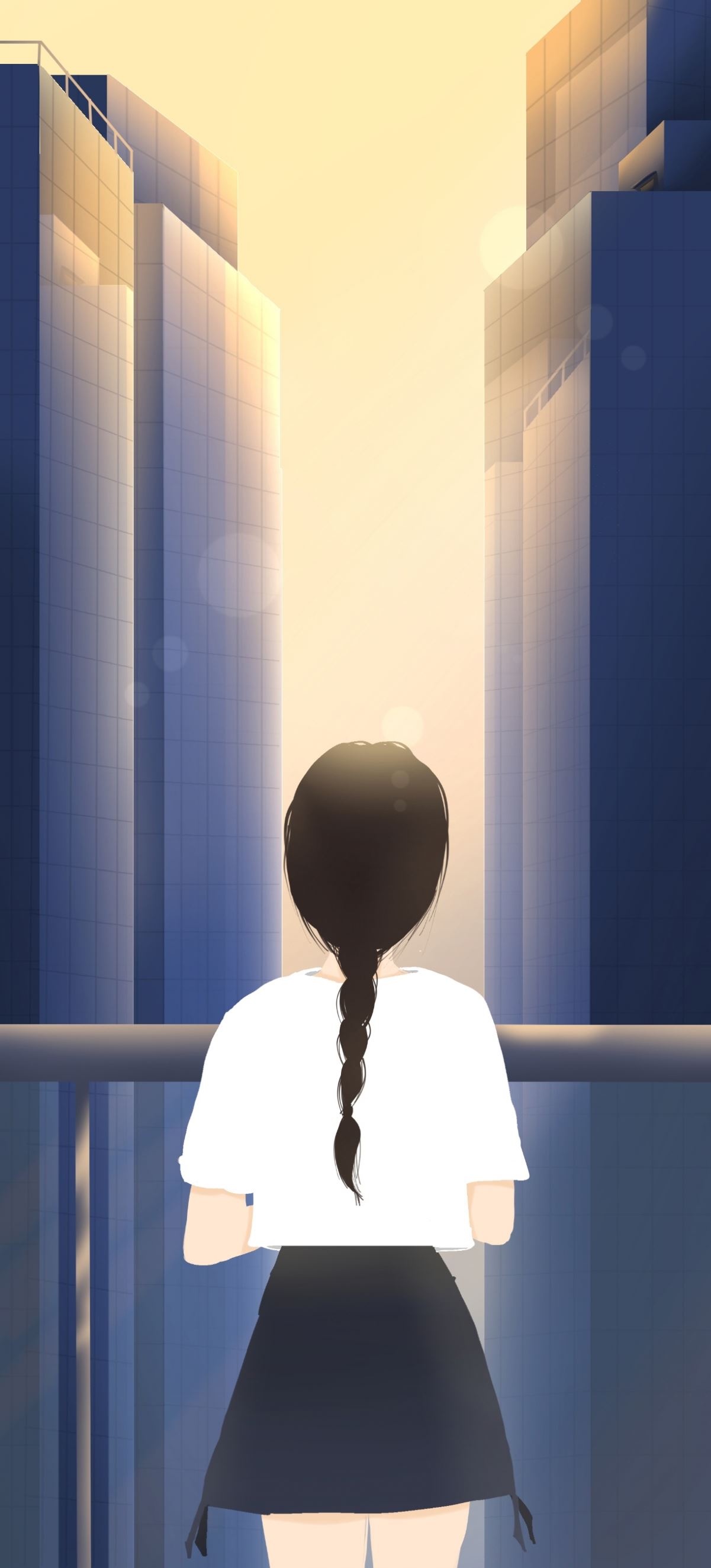 城市日出人物女孩背影手机壁纸